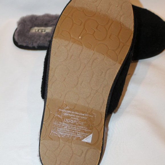 NEW UGG WOOL SCUFF WOMEN'S SIZE 12 BLACK GRAY - Picture 5 of 6